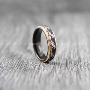 Ocean Wave Gold And Tungsten Ring